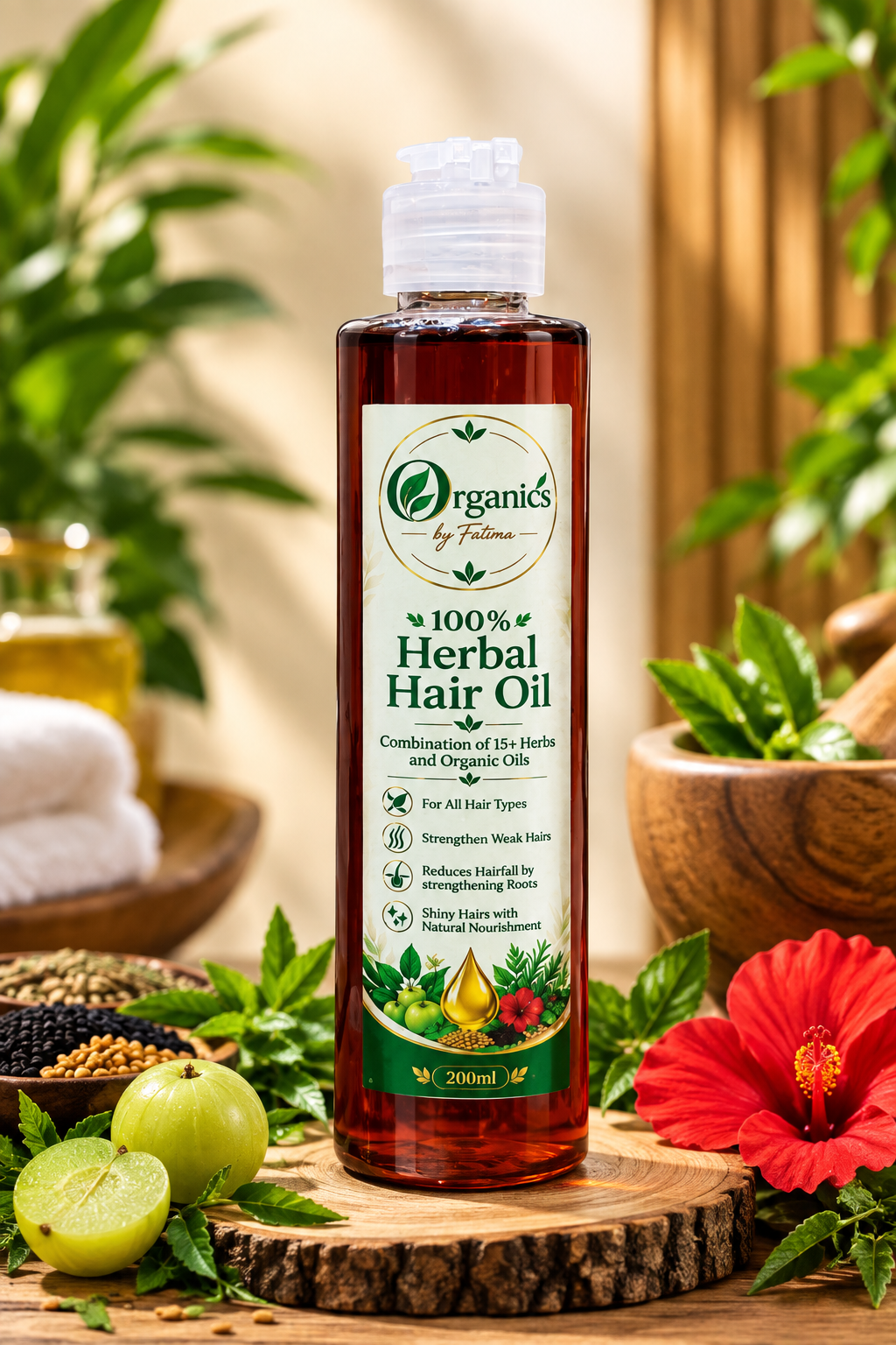 Organic Herbal Hair Oil for Hairfall Control and Healthy Growth