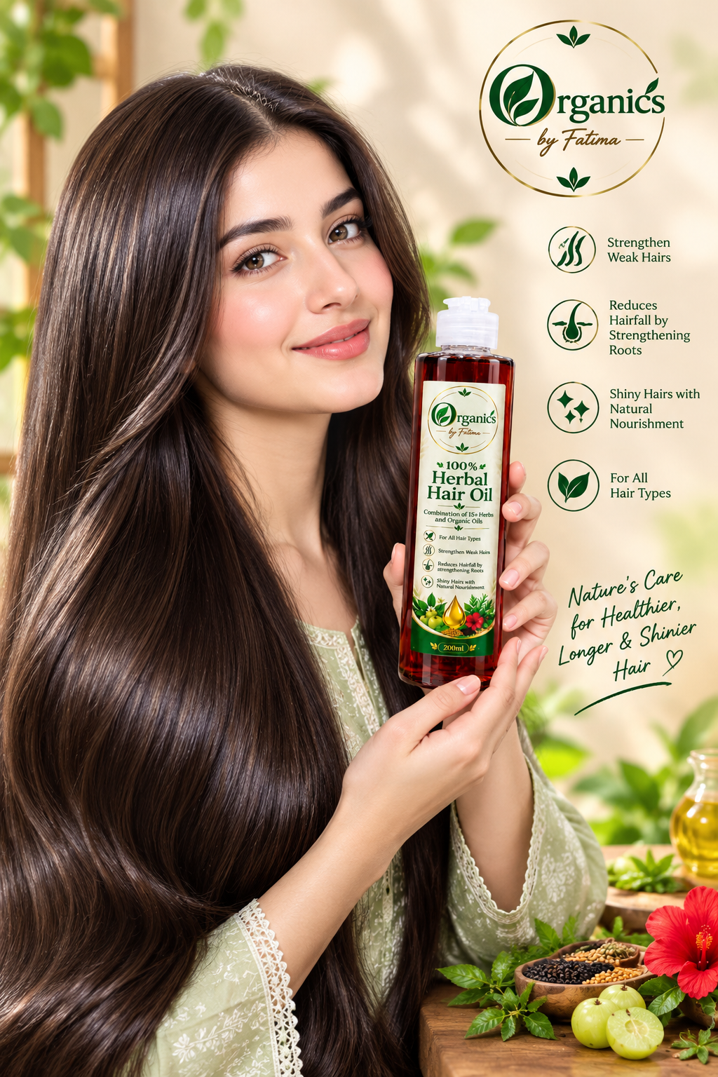 Organic Herbal Hair Oil for Hairfall Control and Healthy Growth