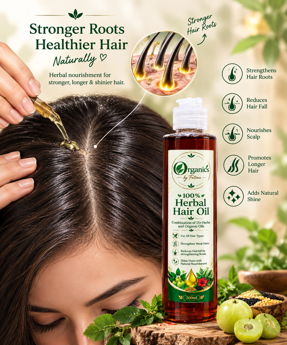 Organic Herbal Hair Oil for Hairfall Control and Healthy Growth