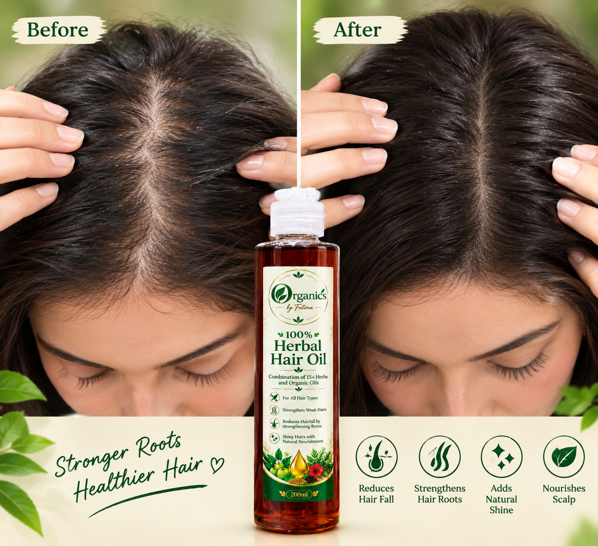 Organic Herbal Hair Oil for Hairfall Control and Healthy Growth